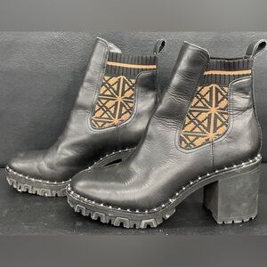 Antonio Melani 20th Anniversary Collection Mikee Logo chunky lug sole booties